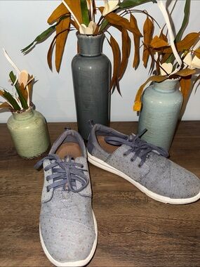 Toms Women's Light Blue with Gold Polka Dots Lace-Up Sneakers